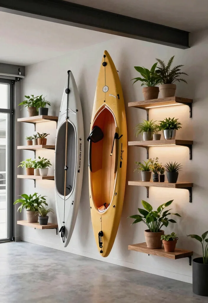 15 Space Saving Kayak Garage Storage Ideas Hoists Racks 11. Floating Shelves 0