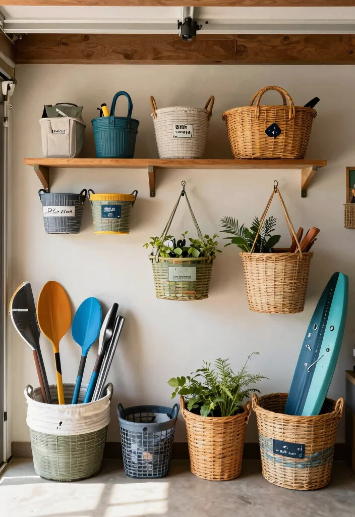 15 Space Saving Kayak Garage Storage Ideas Hoists Racks 12. Basket Storage Solutions 0