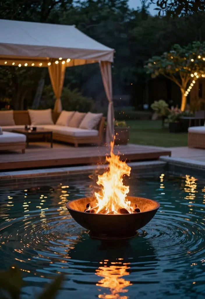 15 Stunning Outdoor Fire Bowl Patio Ideas for Ambiance 13. Floating Fire Bowl Setup 0