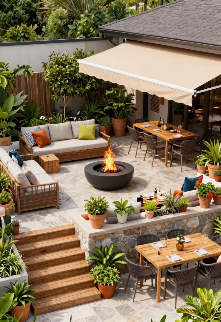 15 Stunning Outdoor Fire Bowl Patio Ideas for Ambiance 8. Multi Level Fire Bowl Patio 0