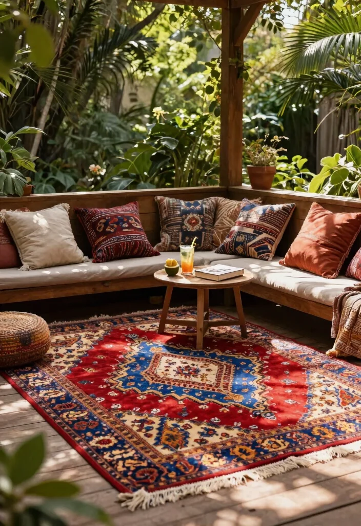 15 Stunning Patio Rug Inspiration Photos for Summer 1 15 Stunning Patio Rug Inspiration Photos for Summer 1. Bohemian Bliss 0