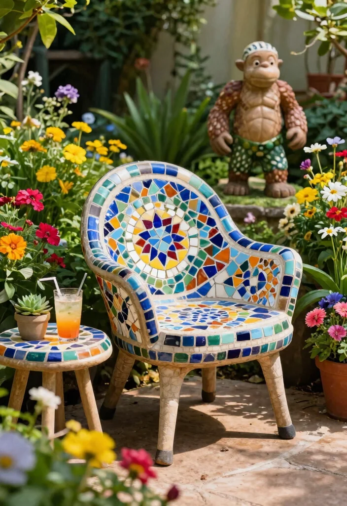 15 Stylish Outdoor Accent Chair Ideas for Cozy Nooks 1 15 Stylish Outdoor Accent Chair Ideas for Cozy Nooks 1. Mosaic Tile Accent Chair 0