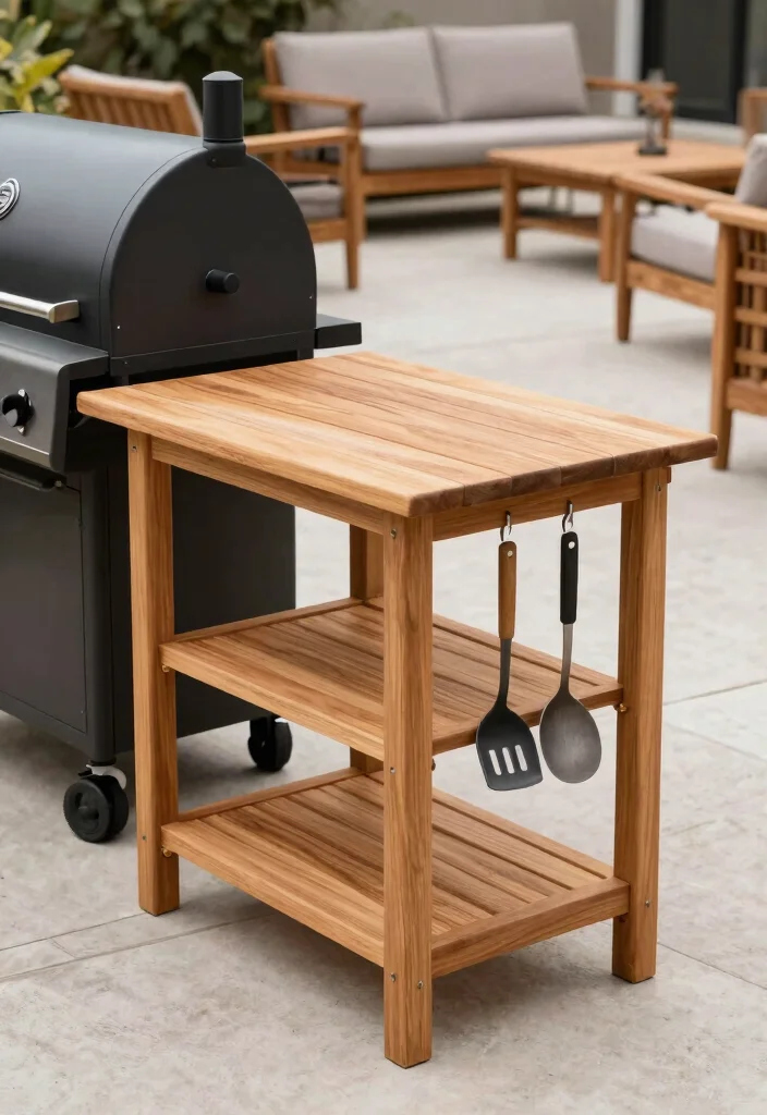 15 Ultimate Offset Smoker Ideas for Backyard Pitmasters 11. Custom Teak Smoker Table for Efficiency 0