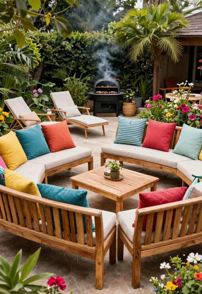 15 Ultimate Offset Smoker Ideas for Backyard Pitmasters 5. Stylish Teak Seating Arrangements 0