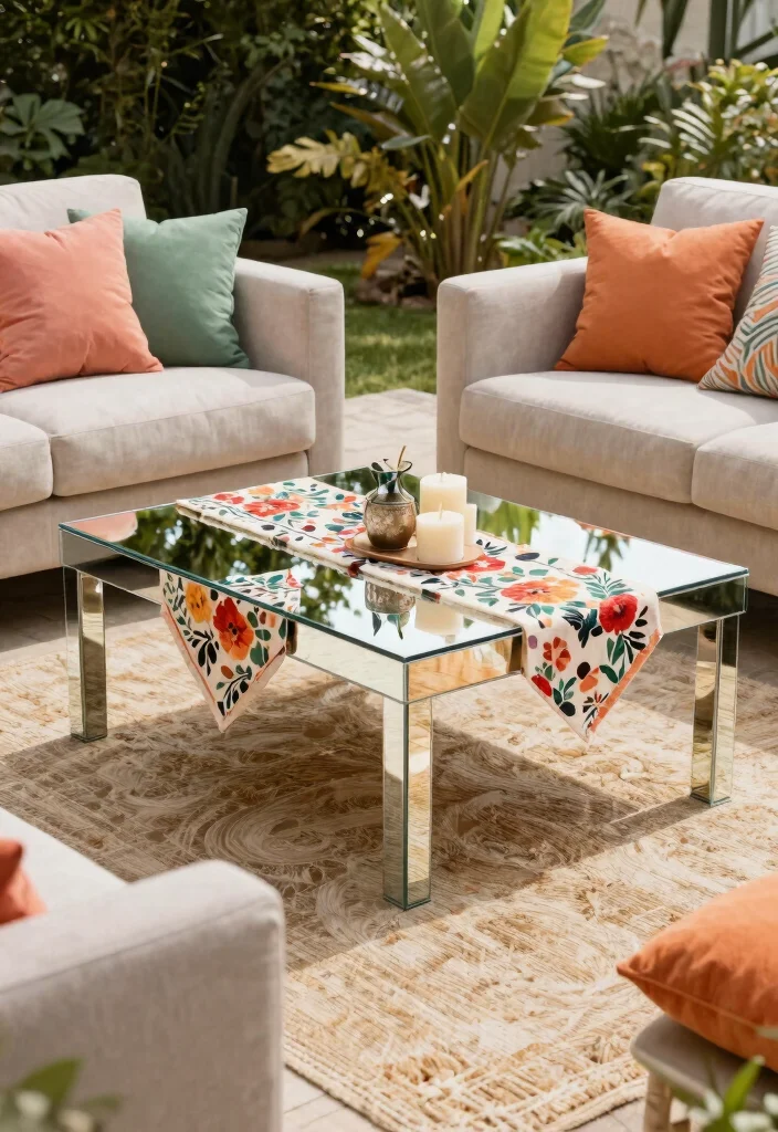 15 Unique Outdoor Mirror Inspiration for Your Secret Garden 10. Mirrored Furniture for Stylish Summertime Gatherings 0