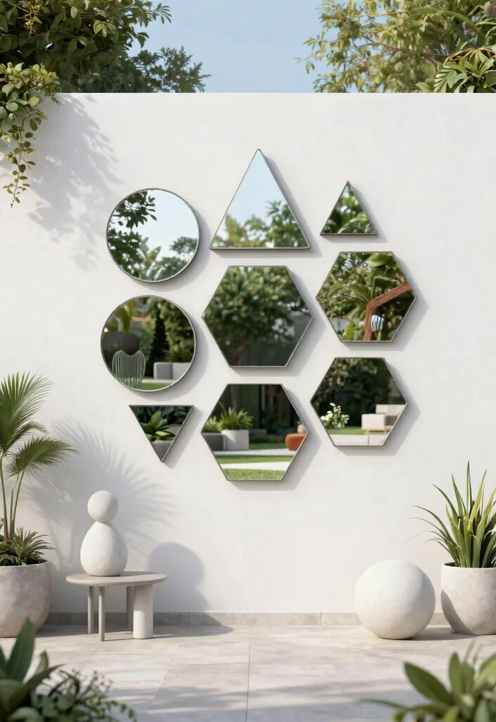 15 Unique Outdoor Mirror Inspiration for Your Secret Garden 2. Modern Geometric Mirrors for a Contemporary Edge 0
