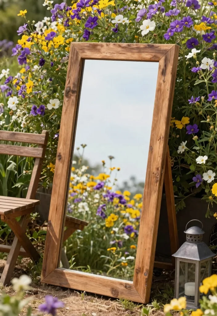 15 Unique Outdoor Mirror Inspiration for Your Secret Garden 3. Rustic Wood Framed Mirrors for a Natural Vibe 0