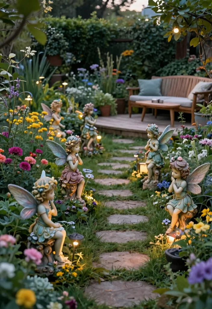 15 Whimsical Garden Statue Decor Ideas Yard Art 1. Whimsical Fairy Statues 0