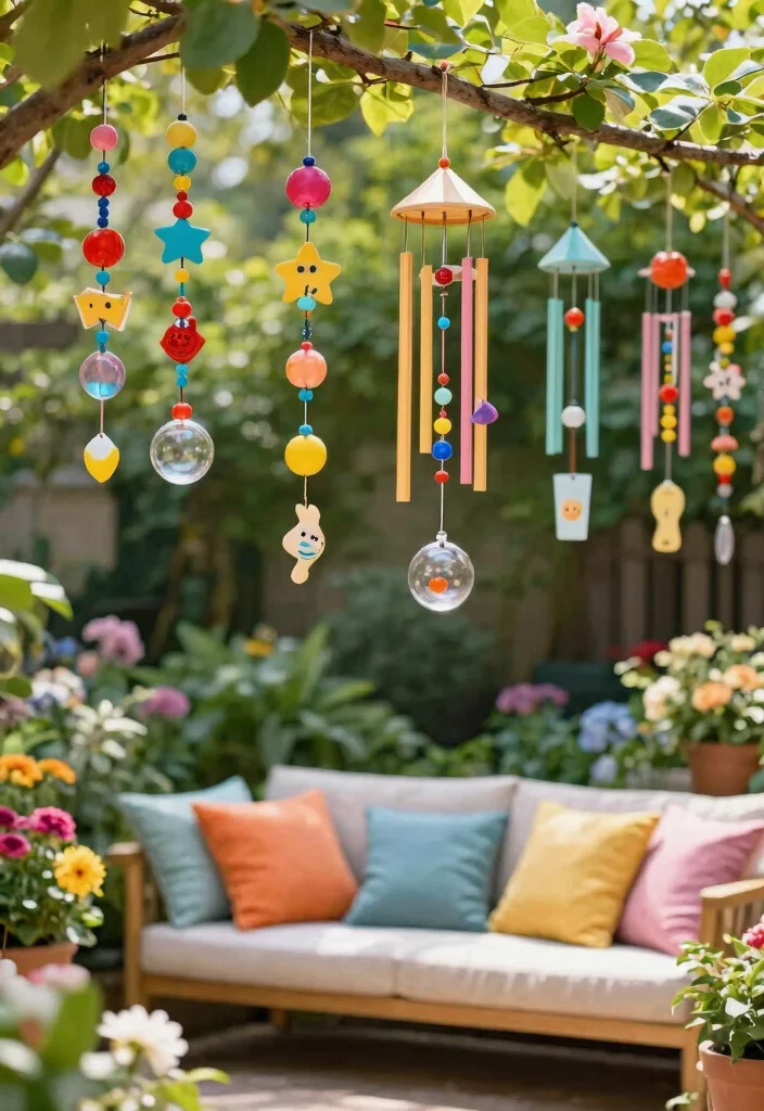 15 Whimsical Garden Statue Decor Ideas Yard Art 12. Whimsical Wind Chimes 0