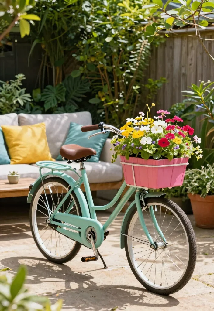 15 Whimsical Garden Statue Decor Ideas Yard Art 14. Vintage Bike Planters 0