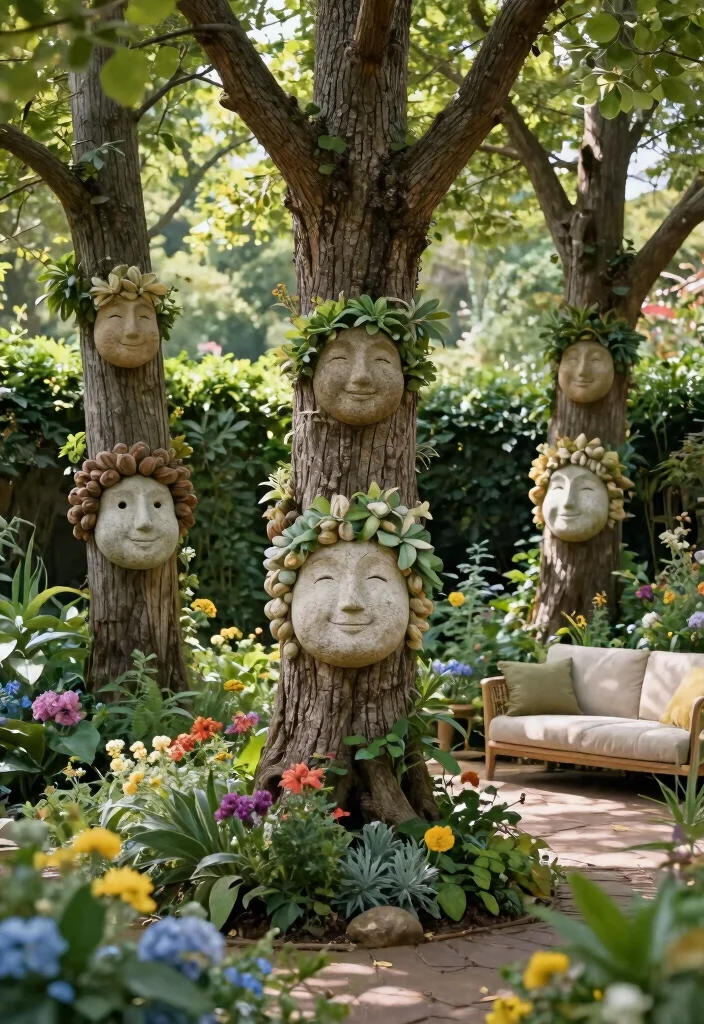 15 Whimsical Garden Statue Decor Ideas Yard Art 15. Enchanted Tree Faces 0
