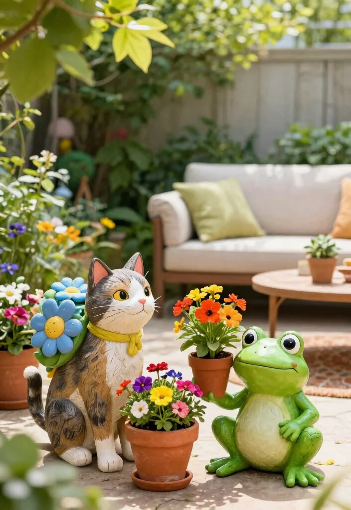 15 Whimsical Garden Statue Decor Ideas Yard Art 6. Quirky Planter Statues 0