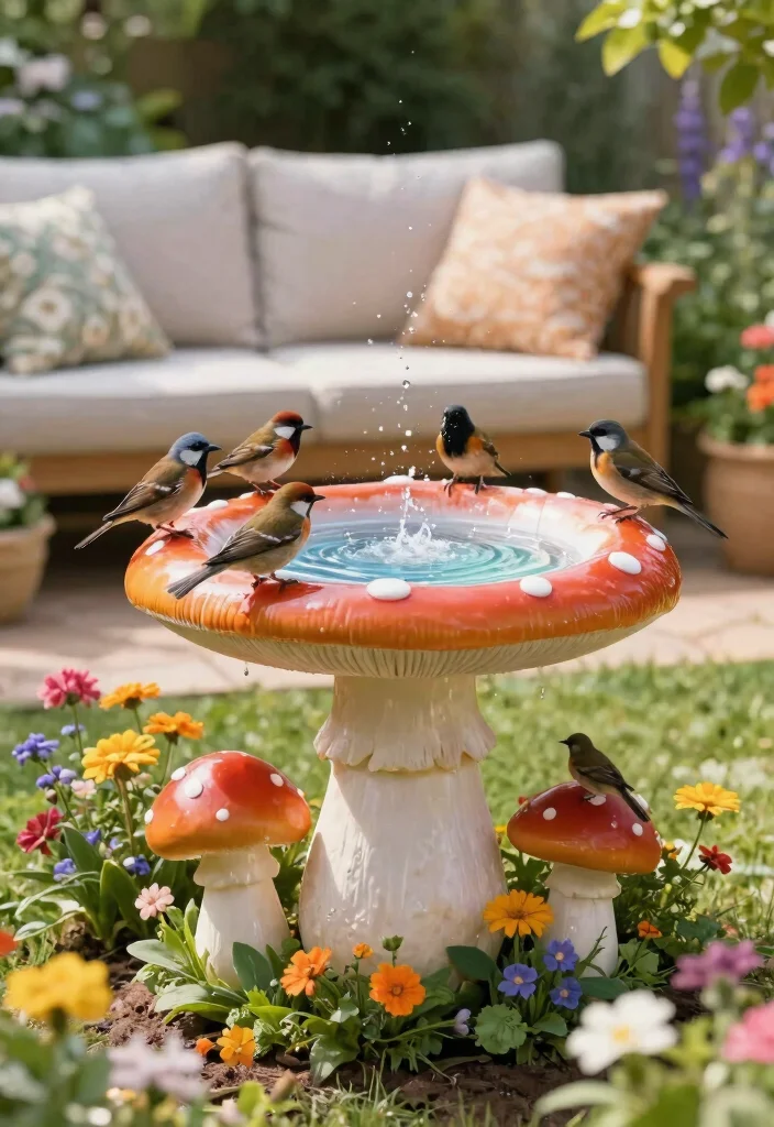 15 Whimsical Garden Statue Decor Ideas Yard Art 8. Creative Bird Baths 0