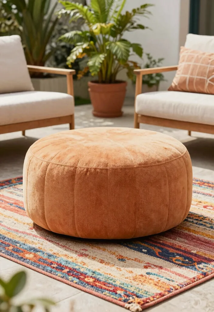 21 Beautiful Outdoor Patio Rug Ideas to Anchor Your Space 13 21 Beautiful Outdoor Patio Rug Ideas to Anchor Your Space 13. Outdoor Ottomans as Rug Anchors 0