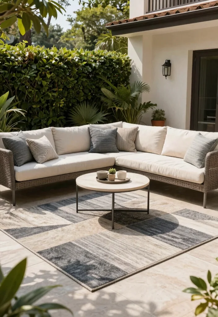 21 Beautiful Outdoor Patio Rug Ideas to Anchor Your Space 17 21 Beautiful Outdoor Patio Rug Ideas to Anchor Your Space 17. Multi Functional Rugs 0