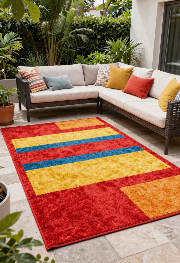 21 Beautiful Outdoor Patio Rug Ideas to Anchor Your Space 9 21 Beautiful Outdoor Patio Rug Ideas to Anchor Your Space 9. Weather Resistant Materials 0