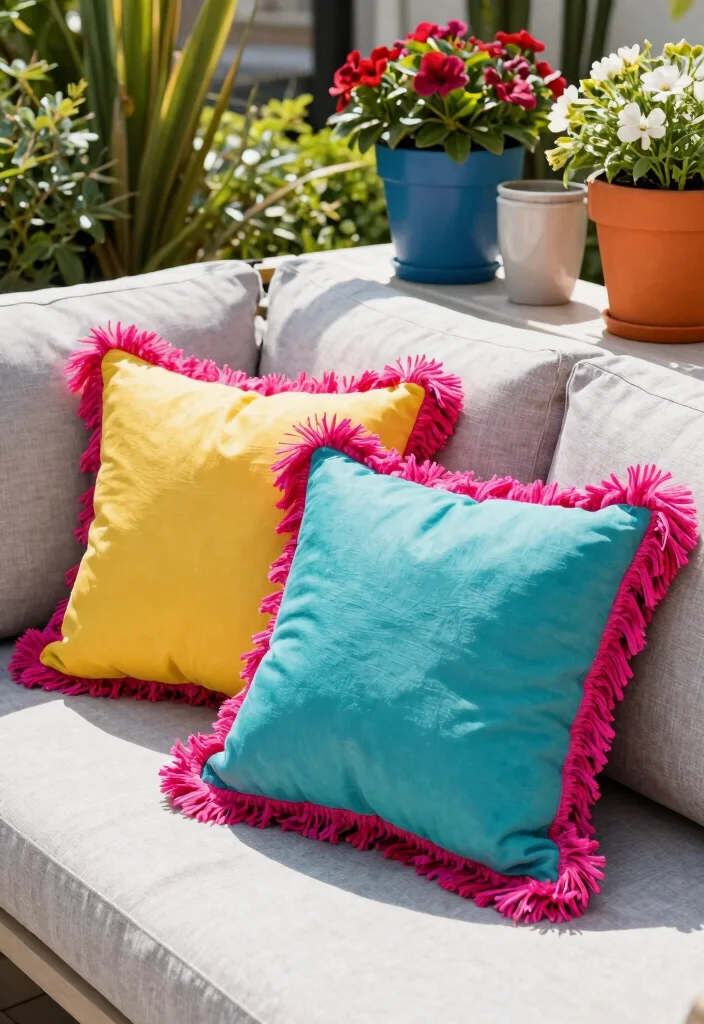 21 Bright Outdoor Cushion Ideas for Spring Makeovers 10. Bold Trim and Accents 0