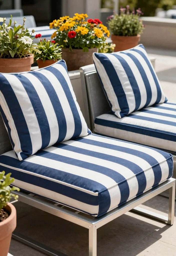 21 Bright Outdoor Cushion Ideas for Spring Makeovers 11. Classic Stripes 0