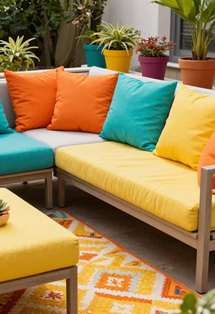 21 Bright Outdoor Cushion Ideas for Spring Makeovers 17. Color Block Style 0