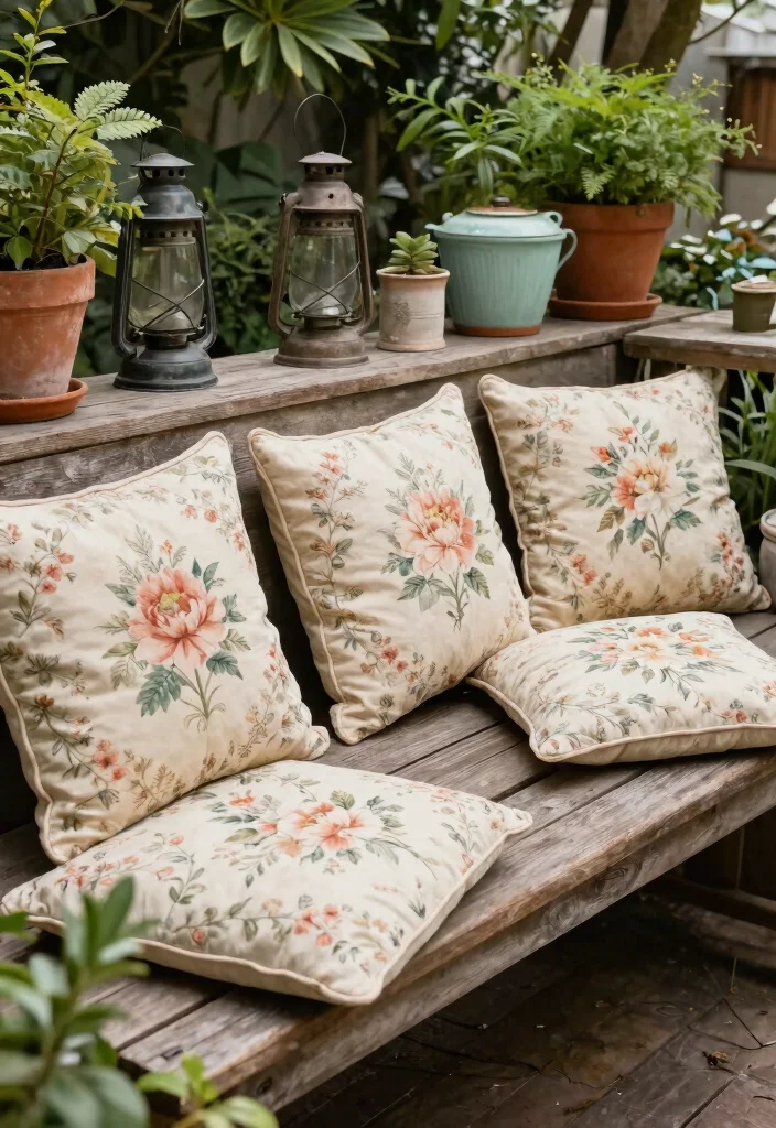 21 Bright Outdoor Cushion Ideas for Spring Makeovers 18. Vintage Vibes 0