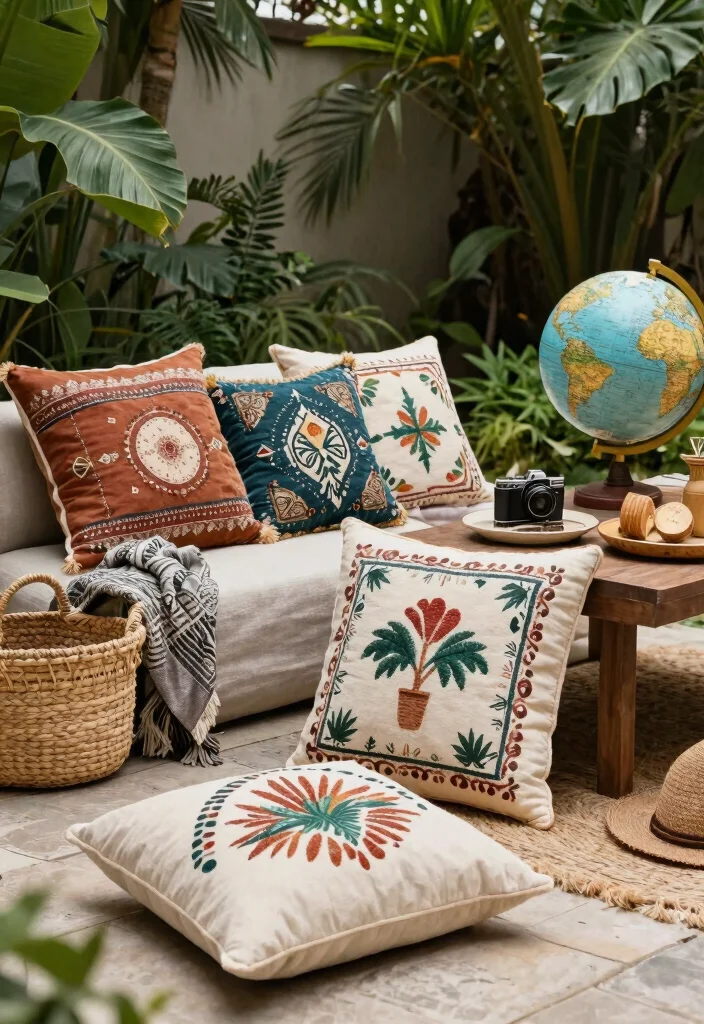 21 Bright Outdoor Cushion Ideas for Spring Makeovers 19. Travel Inspired Themes 0
