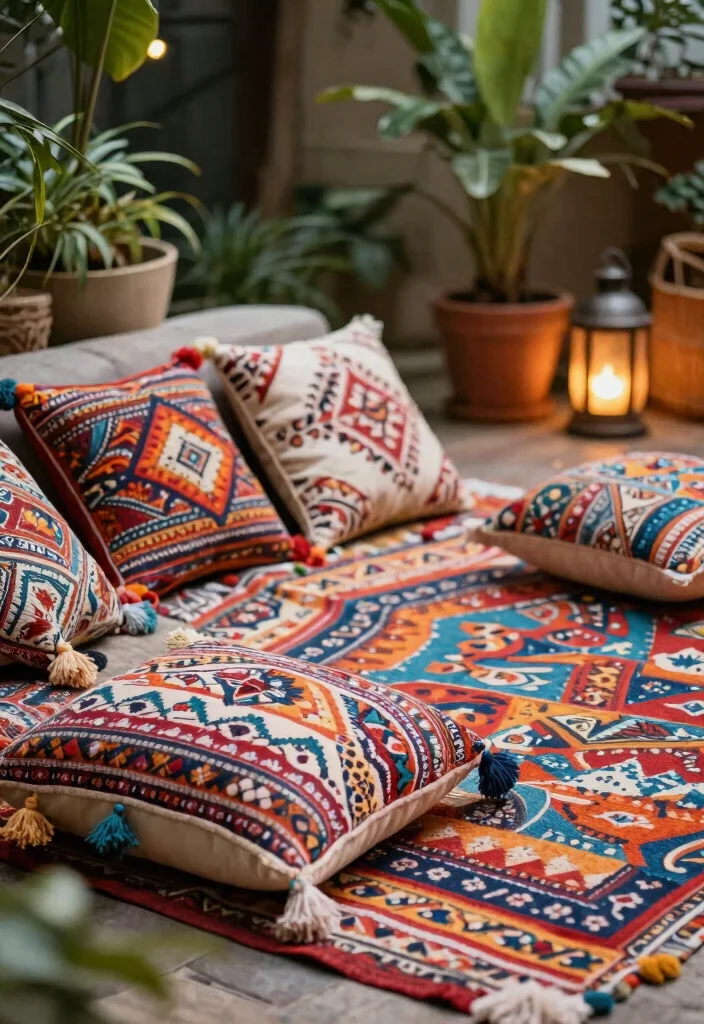 21 Bright Outdoor Cushion Ideas for Spring Makeovers 20. Bohemian Flair 0