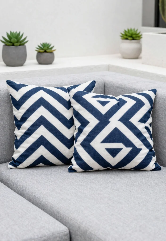 21 Bright Outdoor Cushion Ideas for Spring Makeovers 3. Geometric Patterns 0