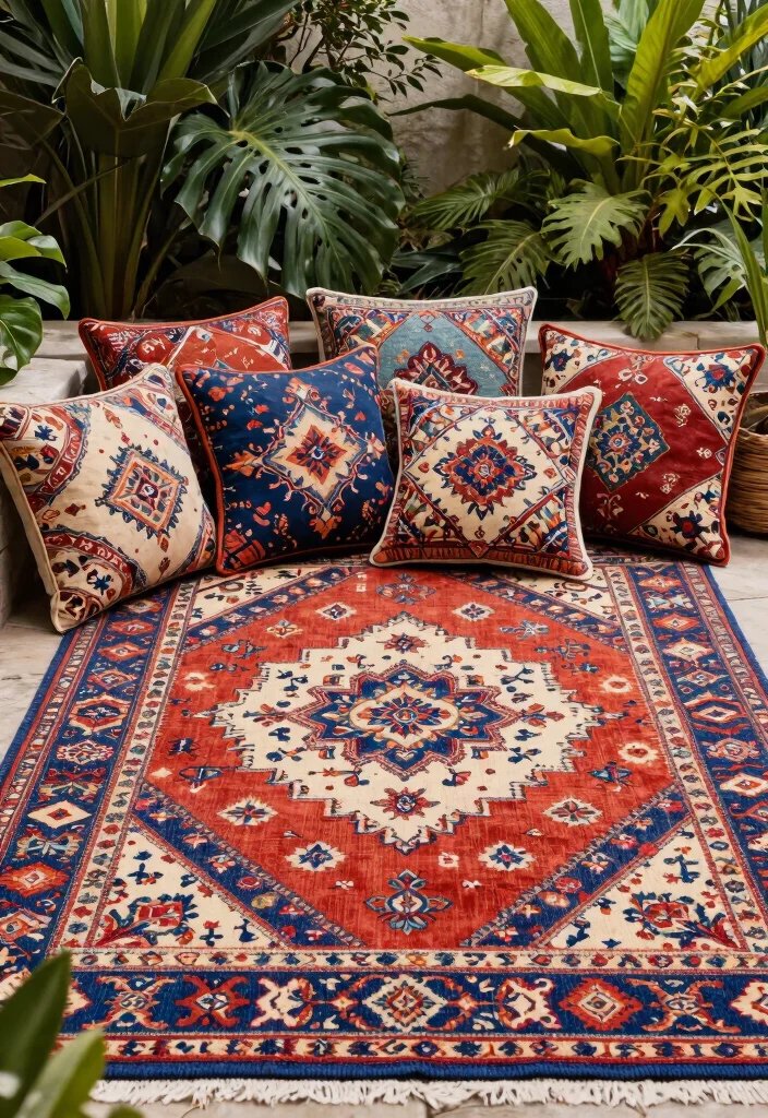 21 Bright Outdoor Cushion Ideas for Spring Makeovers 8. Outdoor Rug Match 0