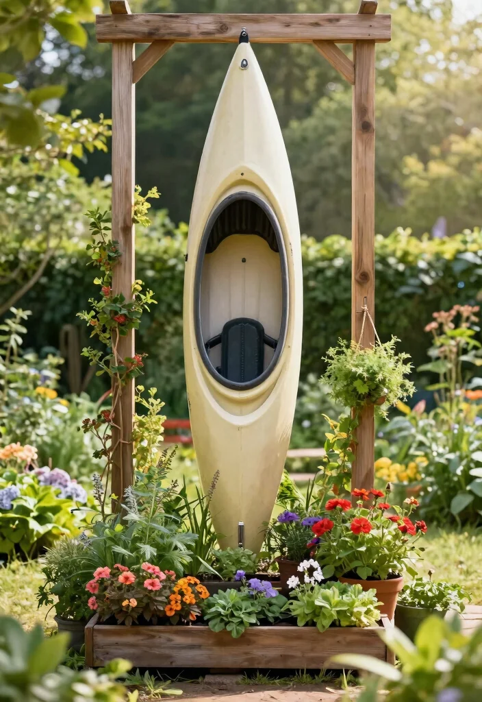 21 Clever Kayak Storage Ideas to Protect Your Boat 2. Vertical Garden Kayak Rack 0