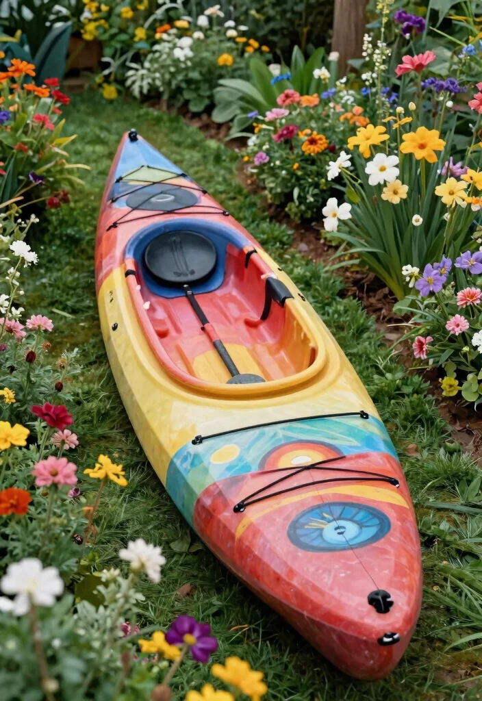 21 Clever Kayak Storage Ideas to Protect Your Boat 8. Kayak Cover with Garden Art 0