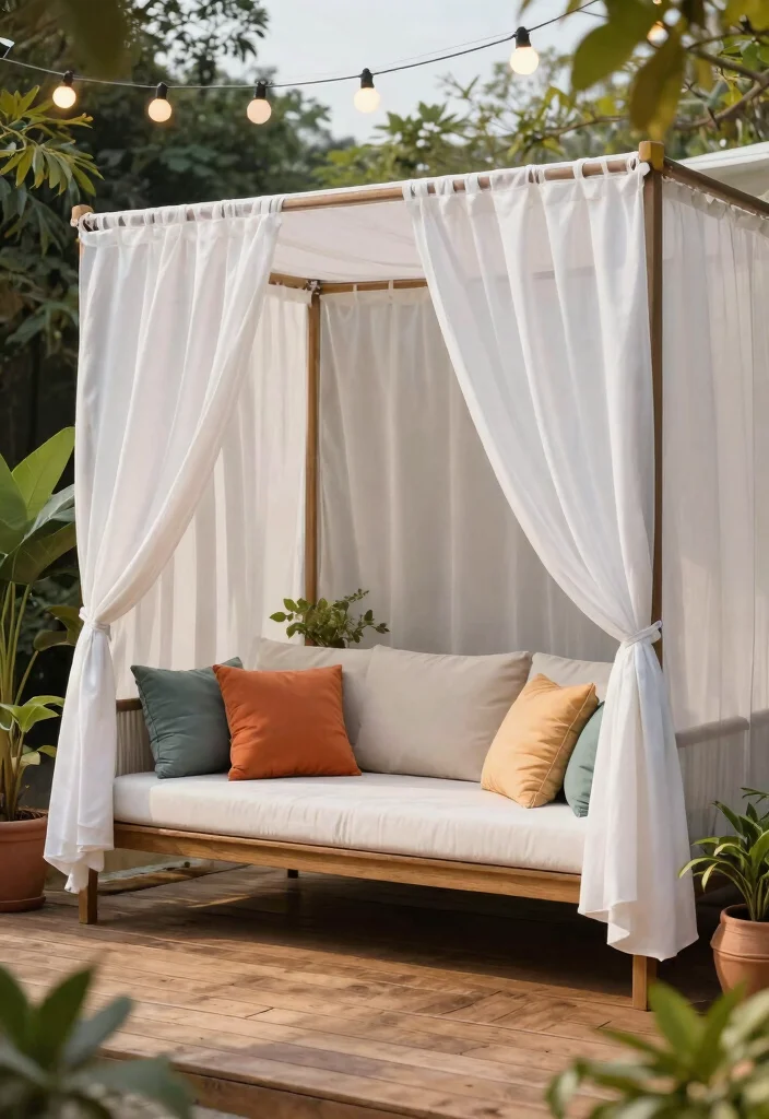 21 Comfortable Patio Sofa Ideas for Outdoor Living 13. Add a Canopy for Extra Comfort 0