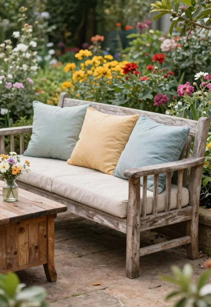 21 Comfortable Patio Sofa Ideas for Outdoor Living 18. Garden Bench Sofa for Charming Appeal 0