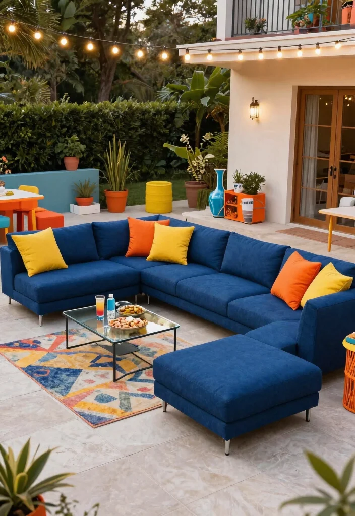 21 Comfortable Patio Sofa Ideas for Outdoor Living 2. Cozy Sectional for Family Gatherings 0