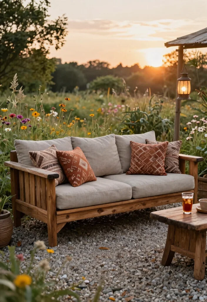 21 Comfortable Patio Sofa Ideas for Outdoor Living 3. Rustic Wooden Sofas with a Natural Touch 0