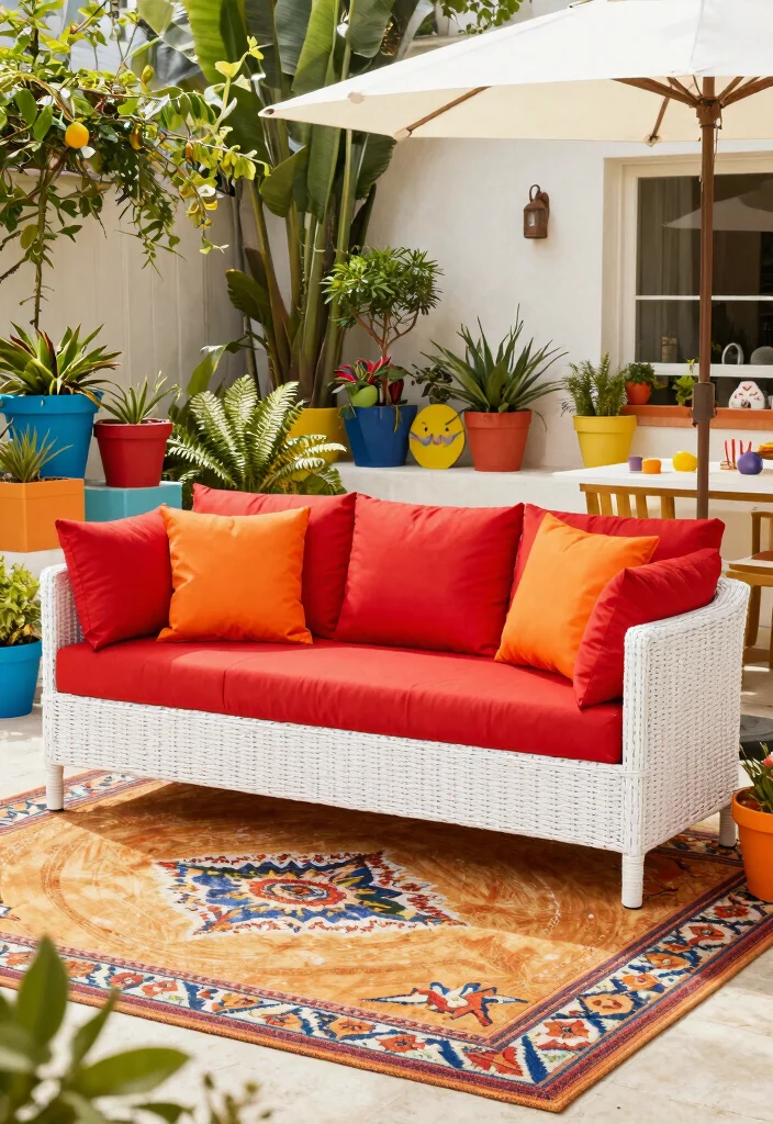 21 Comfortable Patio Sofa Ideas for Outdoor Living 5. Colorful Outdoor Sofa Sets 0