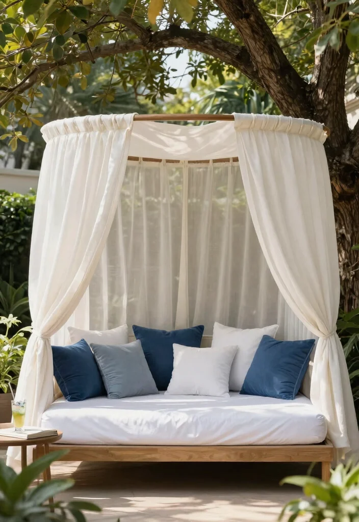 21 Comfortable Patio Sofa Ideas for Outdoor Living 9. Elegant Daybeds for Lounging 0