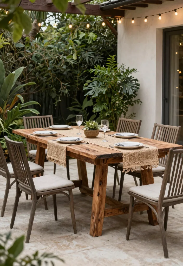 21 Elegant Patio Dining Set Ideas for Summer Meals 1 21 Elegant Patio Dining Set Ideas for Summer Meals 1. Reclaimed Wood Table with Classic Chairs 0