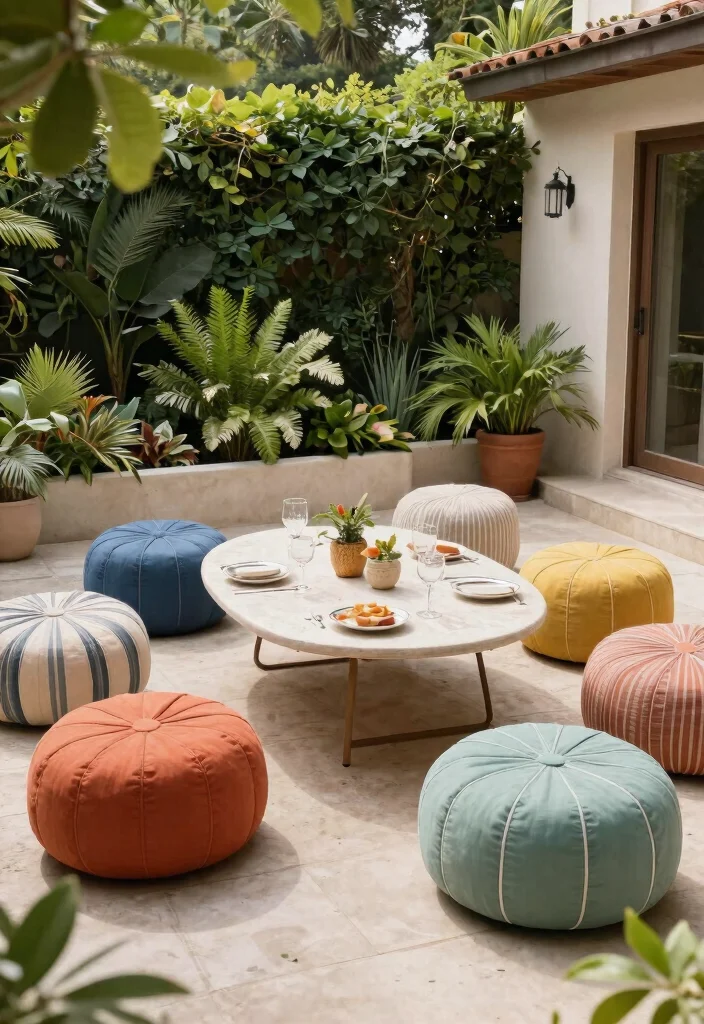 21 Elegant Patio Dining Set Ideas for Summer Meals 18 21 Elegant Patio Dining Set Ideas for Summer Meals 18. Unique Seating Arrangements with Poufs 0