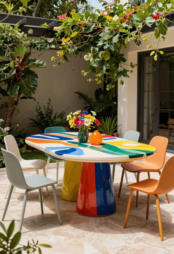 21 Elegant Patio Dining Set Ideas for Summer Meals 19 21 Elegant Patio Dining Set Ideas for Summer Meals 19. Artistic Outdoor Tables with Unique Designs 0