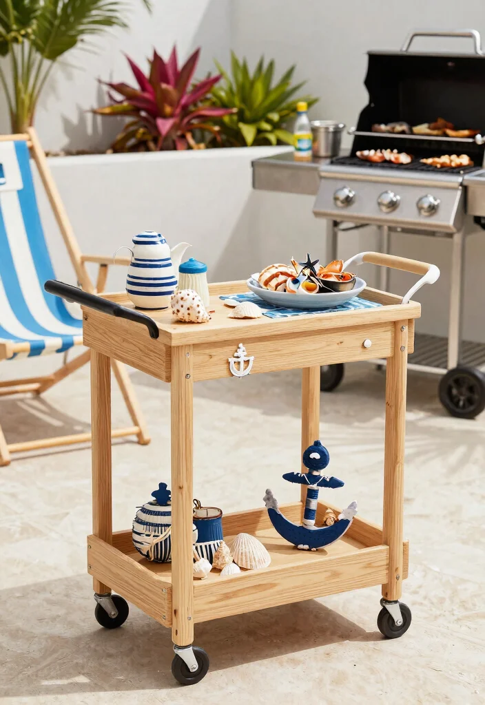 21 Epic Grill Trolley Ideas for Your Outdoor Kitchen 14. Coastal Inspired Grill Trolley 0