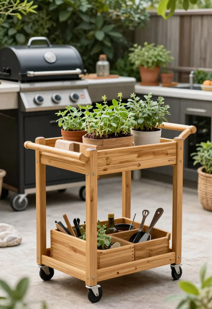 21 Epic Grill Trolley Ideas for Your Outdoor Kitchen 15. Eco Friendly Bamboo Trolley 0
