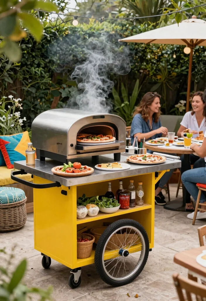 21 Epic Grill Trolley Ideas for Your Outdoor Kitchen 17. Portable Outdoor Pizza Trolley 0
