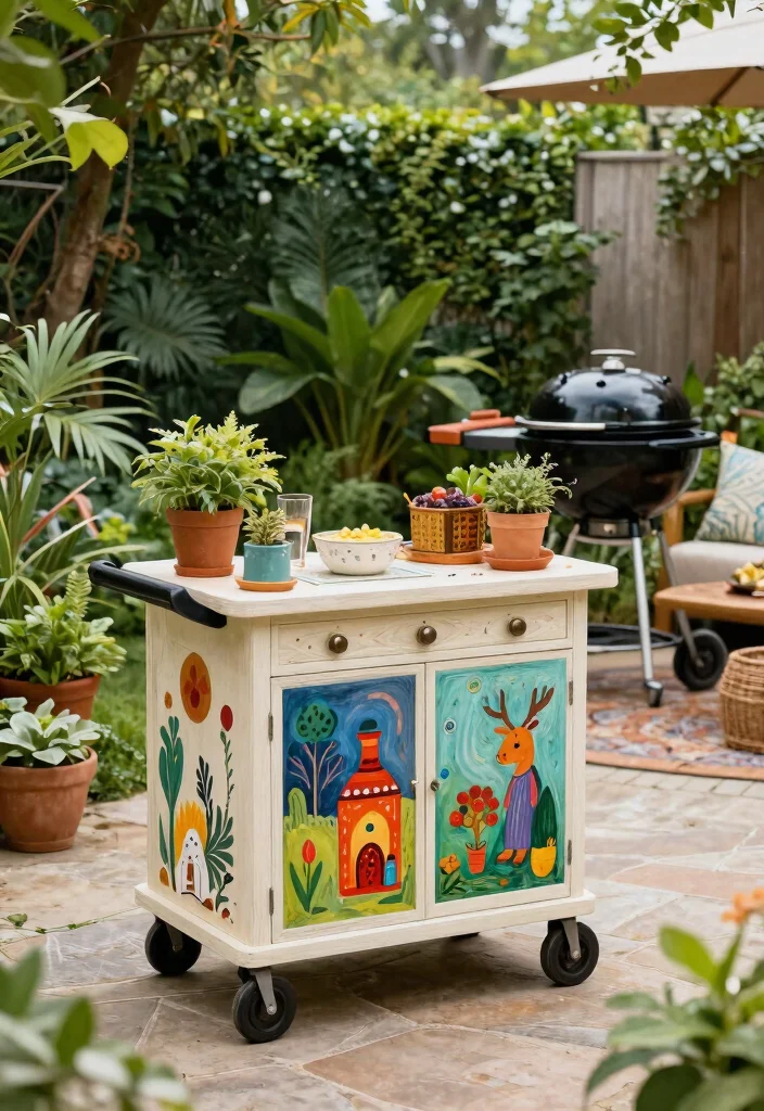 21 Epic Grill Trolley Ideas for Your Outdoor Kitchen 19. Garden Art Trolley 0