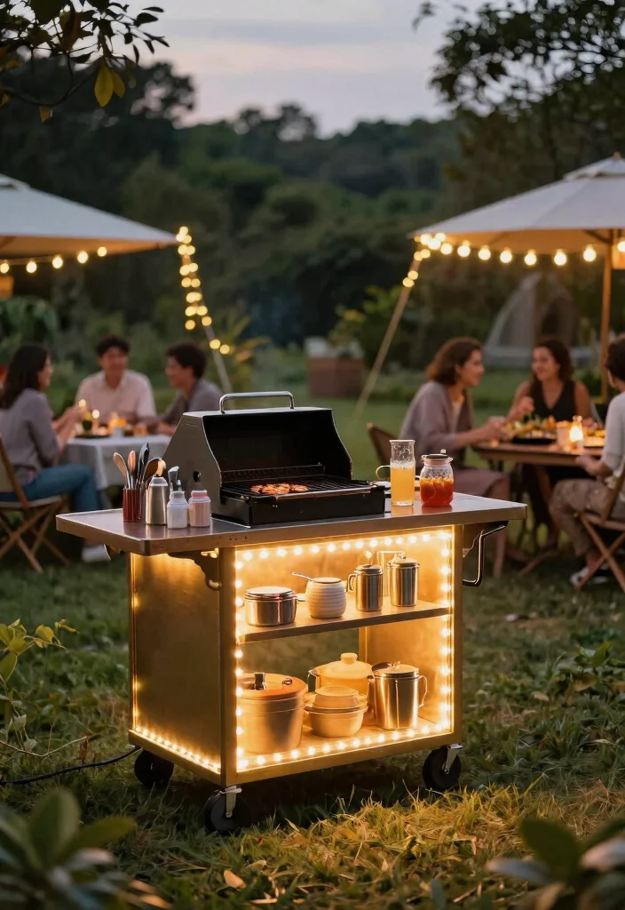 21 Epic Grill Trolley Ideas for Your Outdoor Kitchen 20. LED Lit Grill Trolley 0