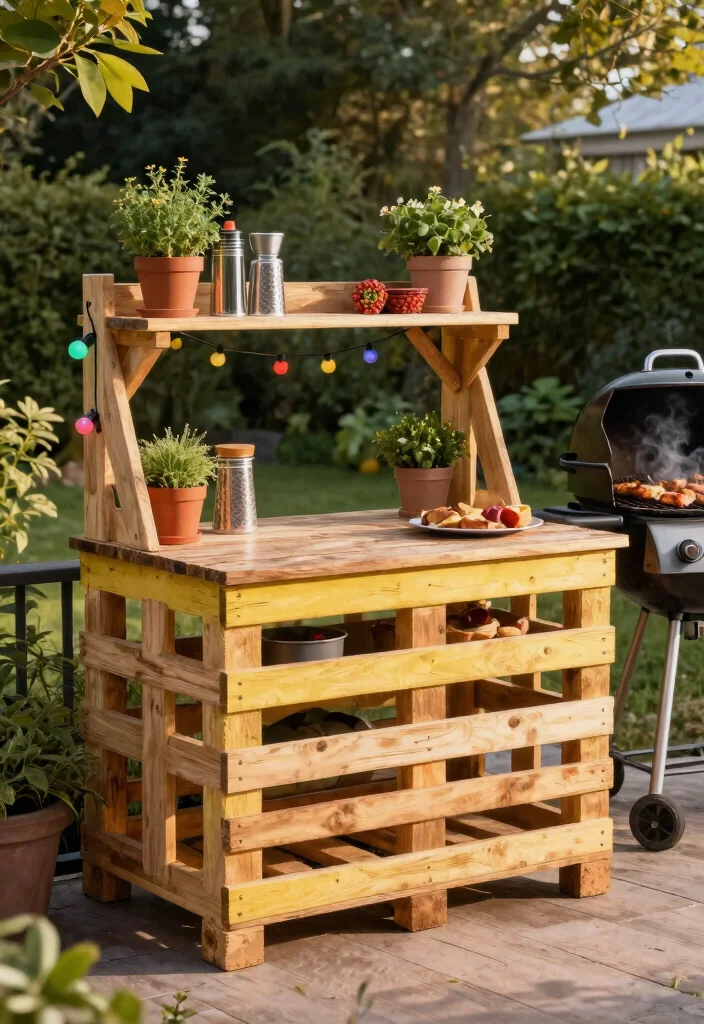 21 Epic Grill Trolley Ideas for Your Outdoor Kitchen 3. Wooden Pallet Grill Station 0
