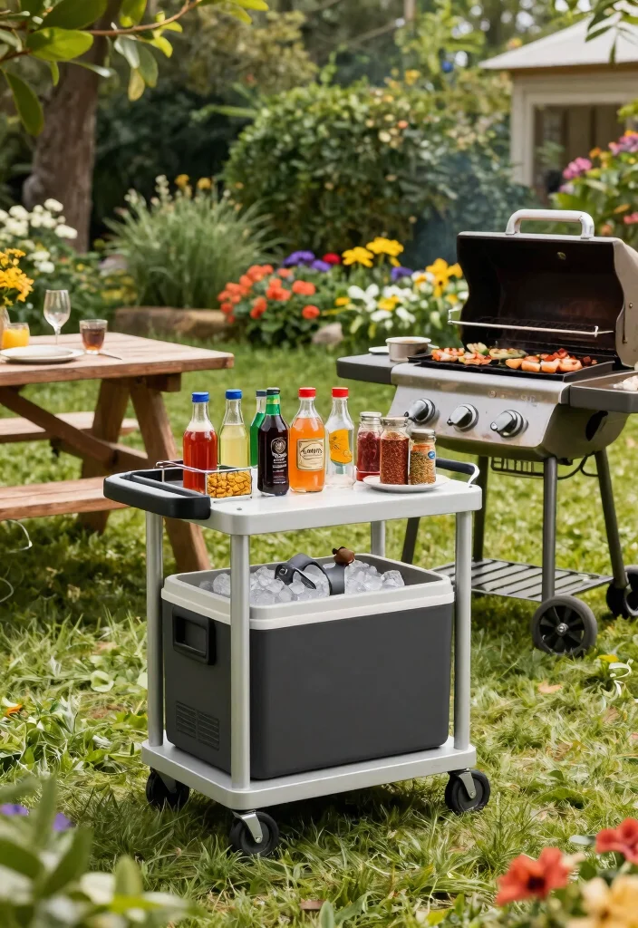 21 Epic Grill Trolley Ideas for Your Outdoor Kitchen 5. Barbecue Trolley with Built in Cooler 0