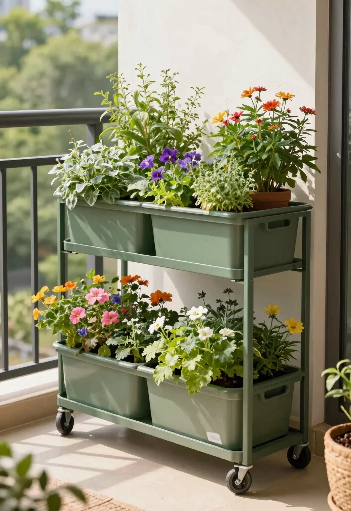 21 Space Saving Vertical Planter Ideas for Balconies 17 21 Space Saving Vertical Planter Ideas for Balconies 17. Vertical Plant Containers on Wheels 0