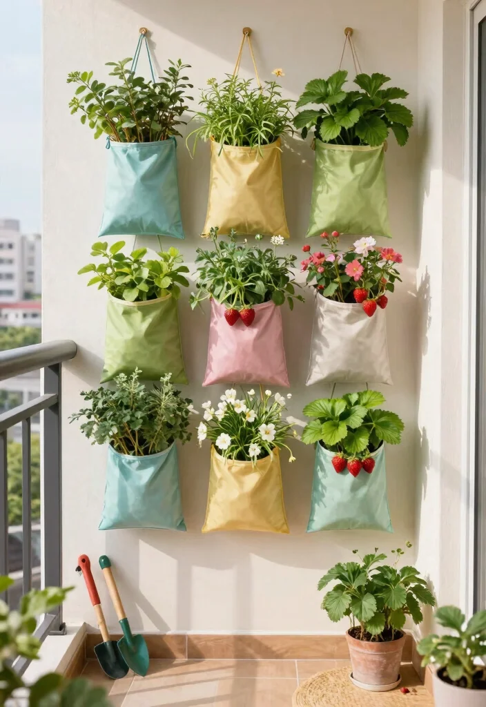 21 Space Saving Vertical Planter Ideas for Balconies 2 21 Space Saving Vertical Planter Ideas for Balconies 2. Hanging Vertical Garden Bags 0