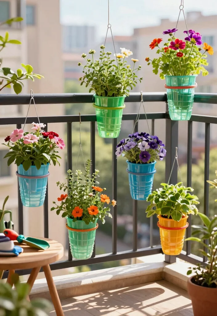 21 Space Saving Vertical Planter Ideas for Balconies 4 21 Space Saving Vertical Planter Ideas for Balconies 4. Recycled Bottle Planters 0