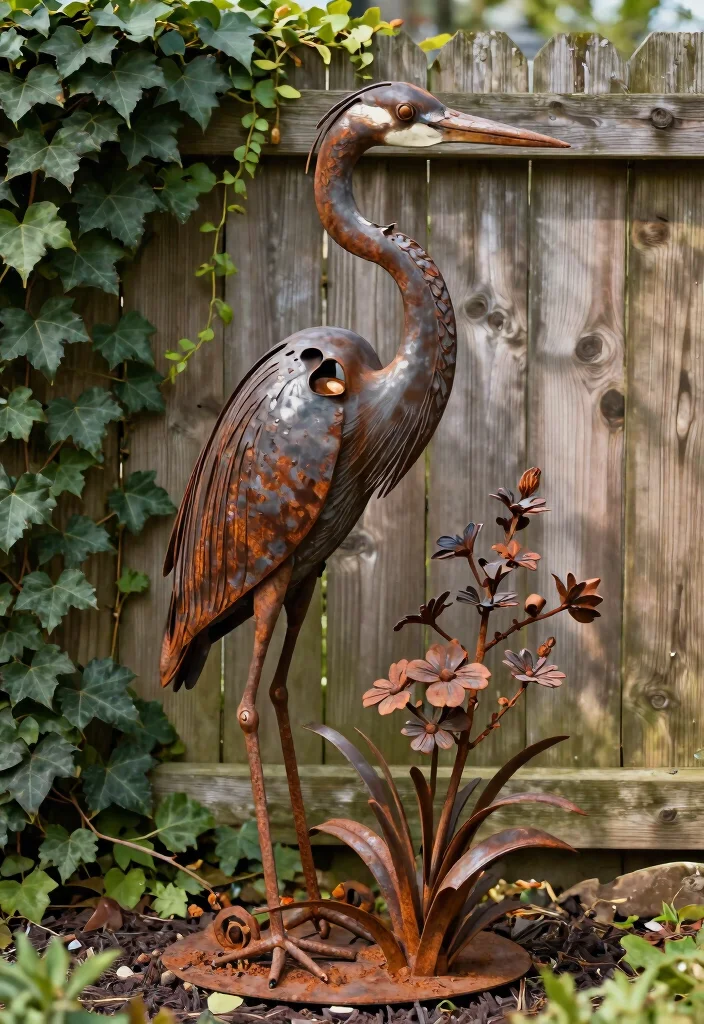 21 Stunning Outdoor Wall Art Ideas to Decorate Fences 2. Metal Garden Sculptures 0
